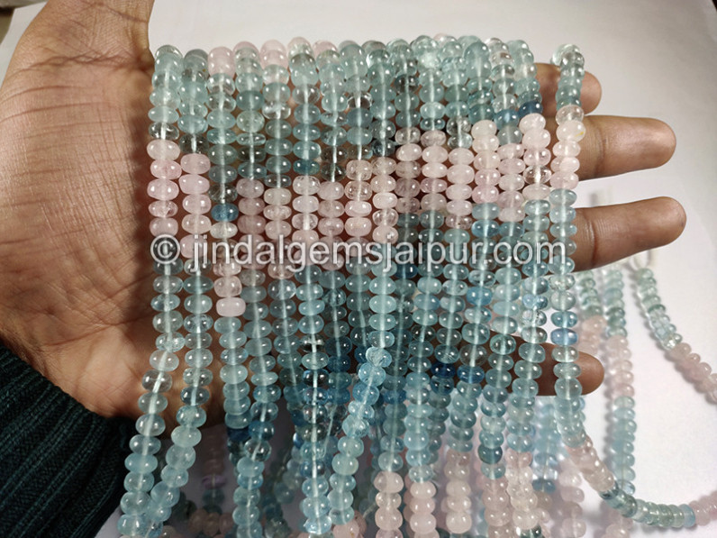 Multi Aquamarine Smooth Roundelle Shape Beads