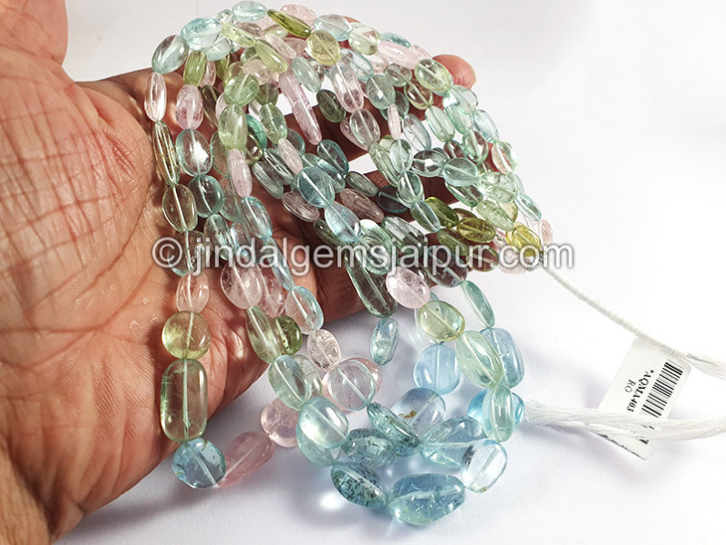 Multi Aquamarine Smooth Nuggets Shape Beads