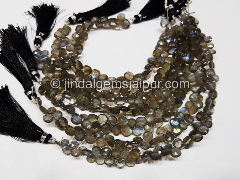 Labradorite Faceted Heart Beads