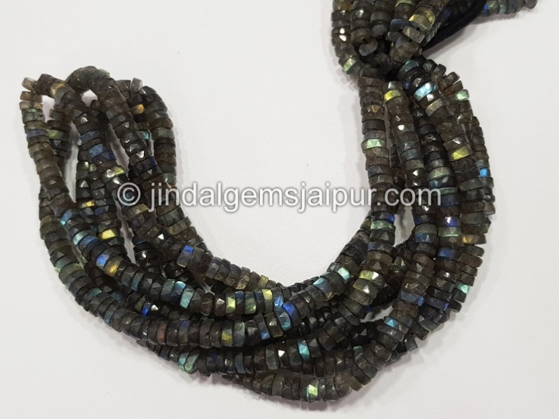 Labradorite Faceted Tyre Beads