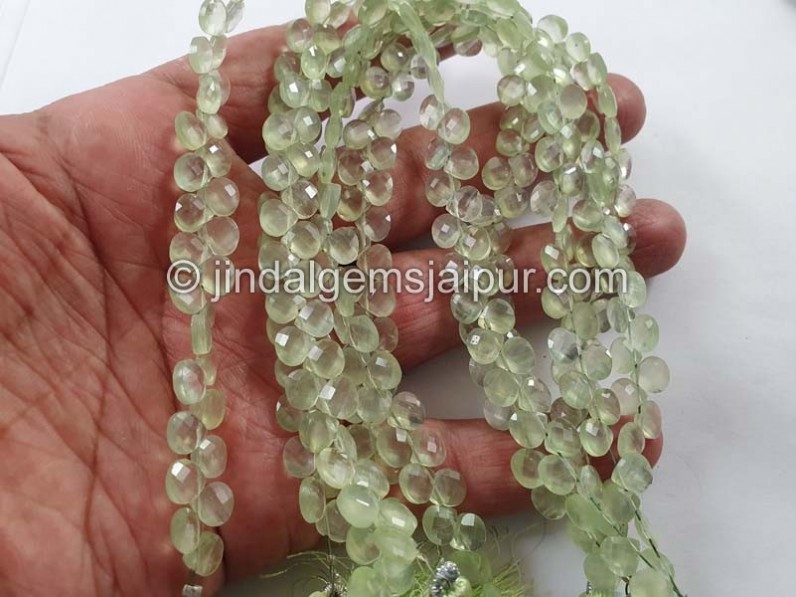 Prehnite Faceted Heart Beads