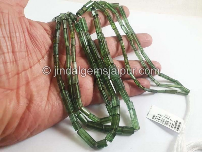 Bluish Green Tourmaline Pipe Shape Beads