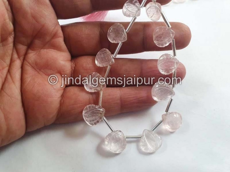 Rose Quartz Carved Crown Heart Beads