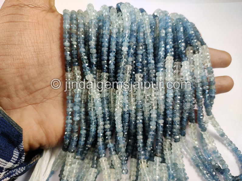 Santa Maria Aquamarine Shaded Faceted Roundelle Shape Beads