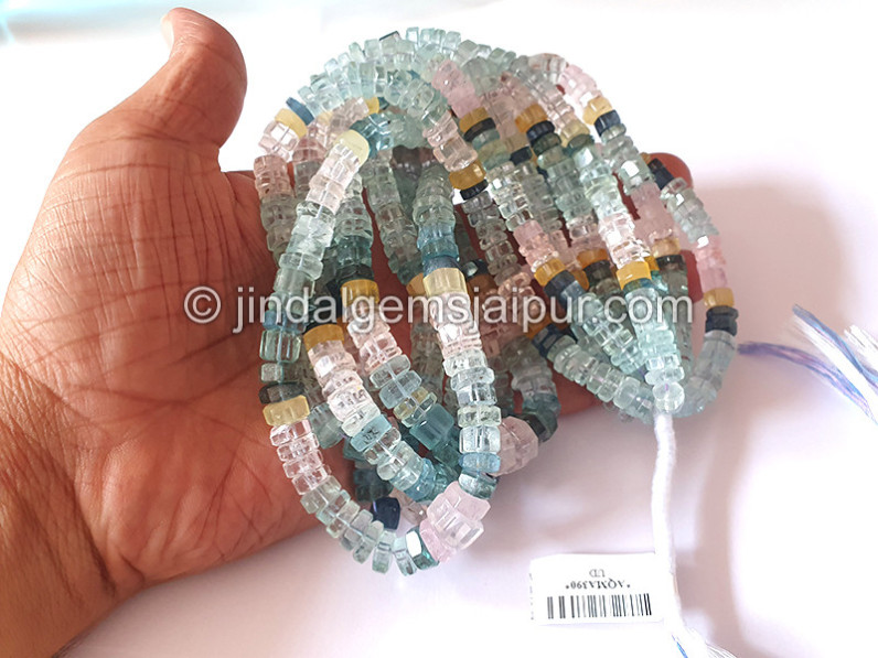 Multi Aquamarine Step Cut Bolt Shape Medium Beads