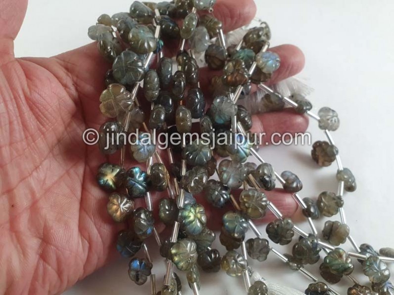 Labradorite Carved Heart Leaf Beads