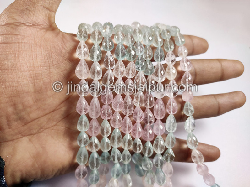 Multi Aquamarine Faceted Drops Shape Beads