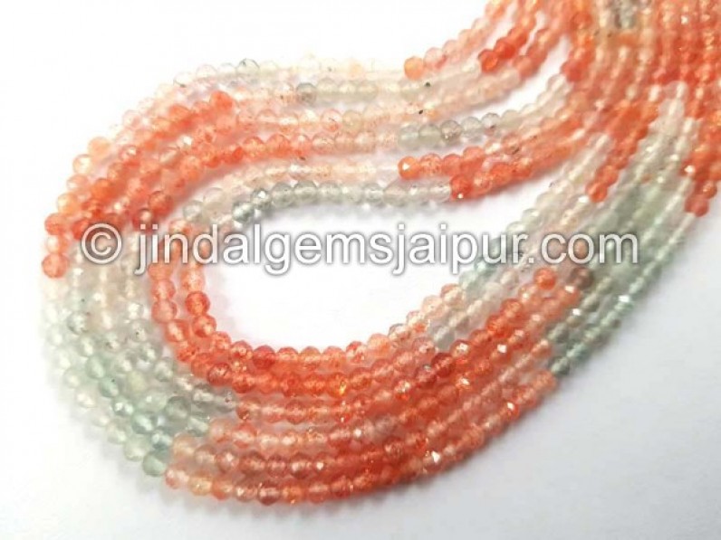 Multi Sunstone Faceted Roundelle Shape Beads