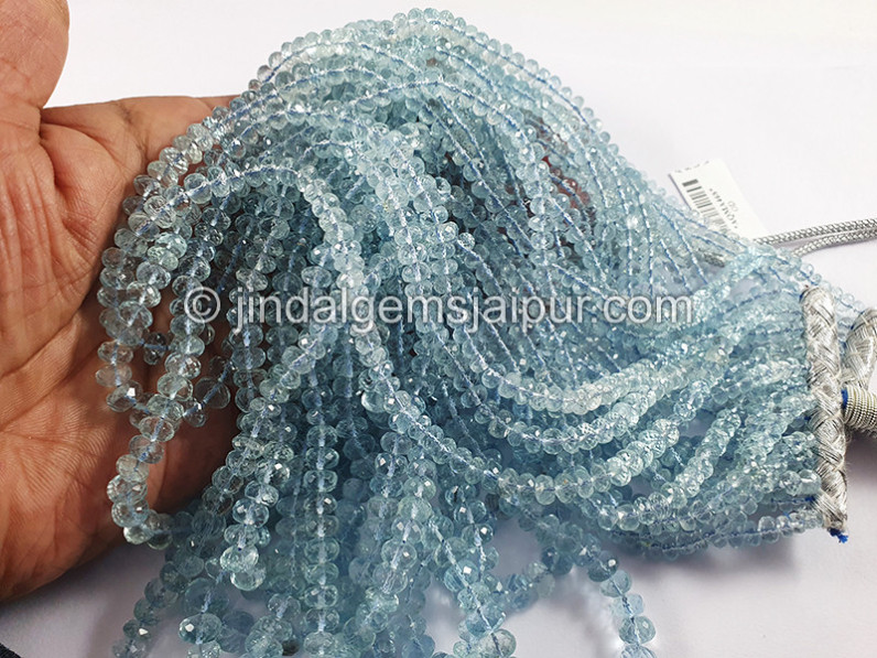 Aquamarine Faceted Roundelle Shape Beads