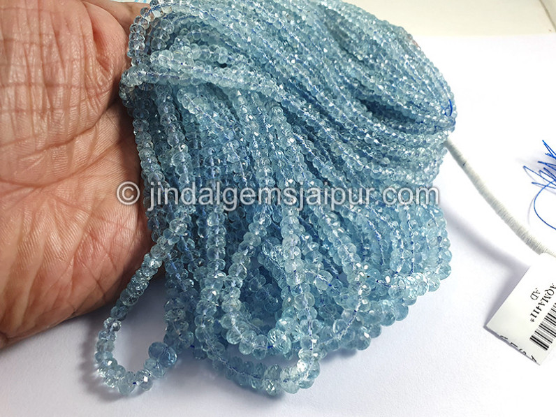 Aquamarine Faceted Roundelle Shape Beads