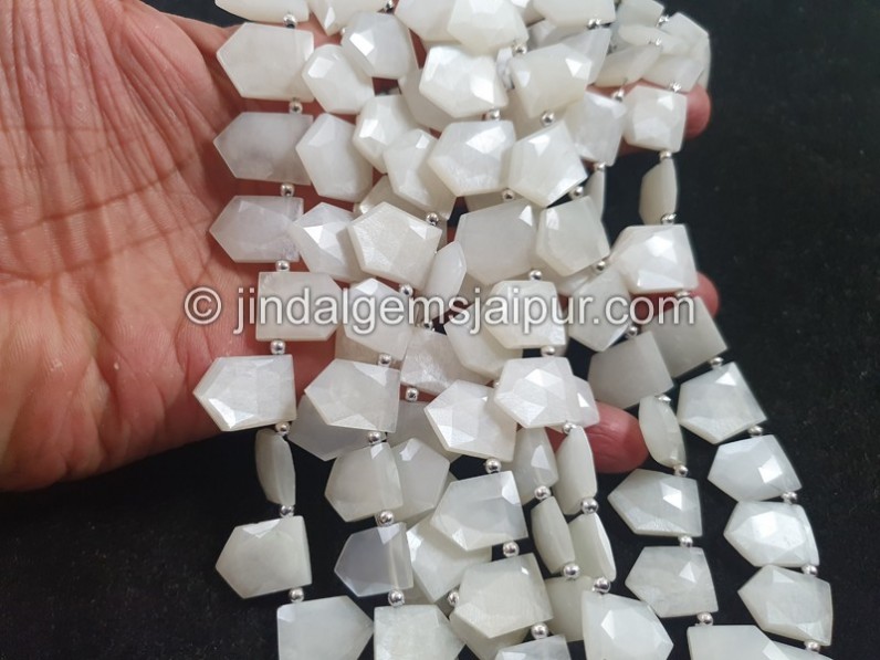 White Moonstone Faceted Reverse Pentagon Beads