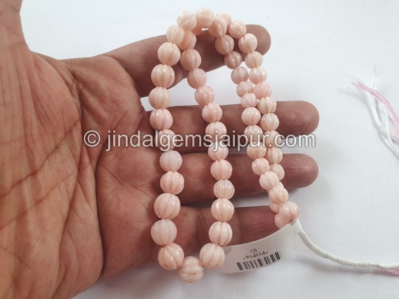 Pink Opal Carved Melon Beads