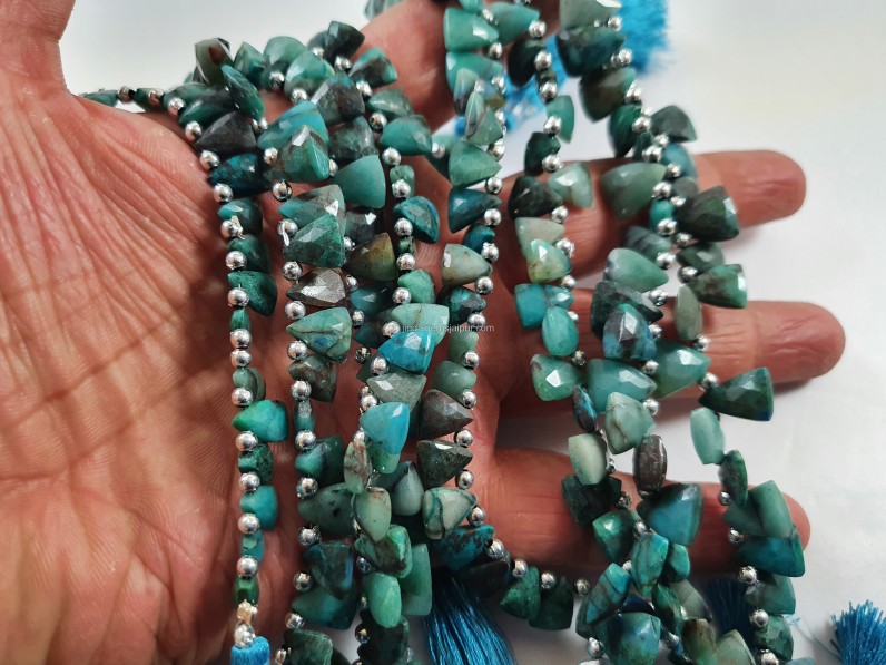 Chrysocolla Faceted Pyramid Beads