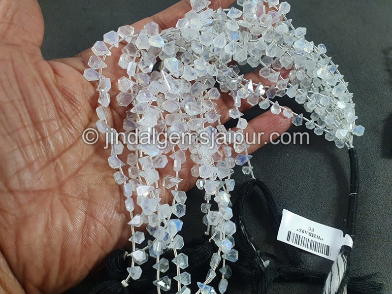 White Rainbow Cut Pentagon Shape Beads