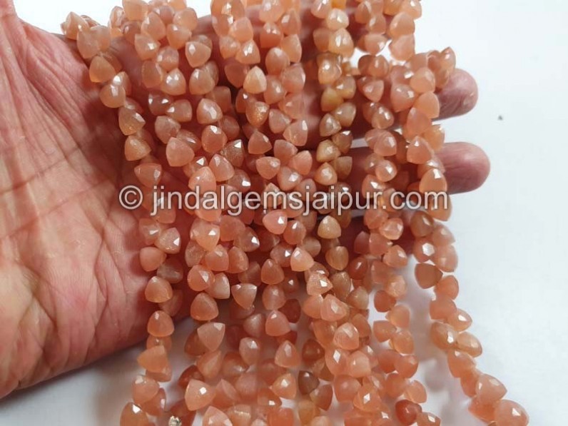 Peach Moonstone Faceted Trillion Beads