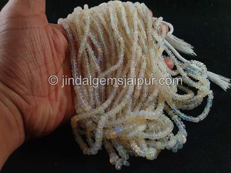 White Ethiopian Opal Big Smooth Roundelle Beads