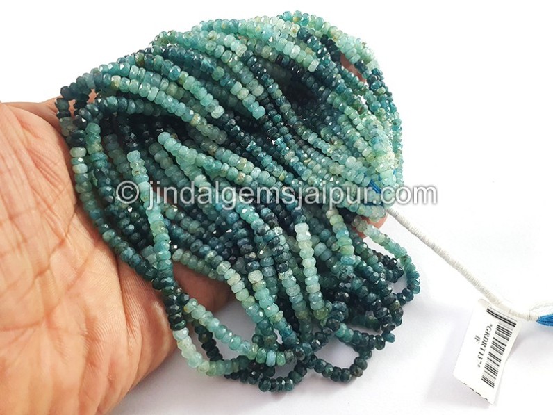 Grandidierite Shaded Faceted Roundelle Shape Beads