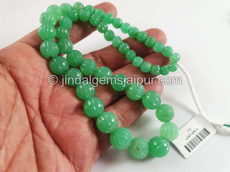 Chrysoprase Carved Pumpkin Balls Beads