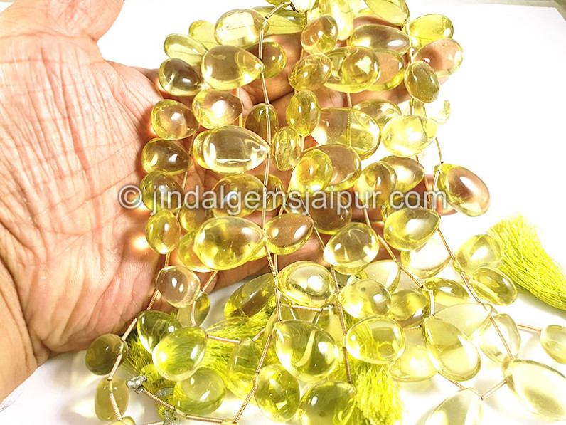 Lemon Quartz Smooth Pear Shape Beads