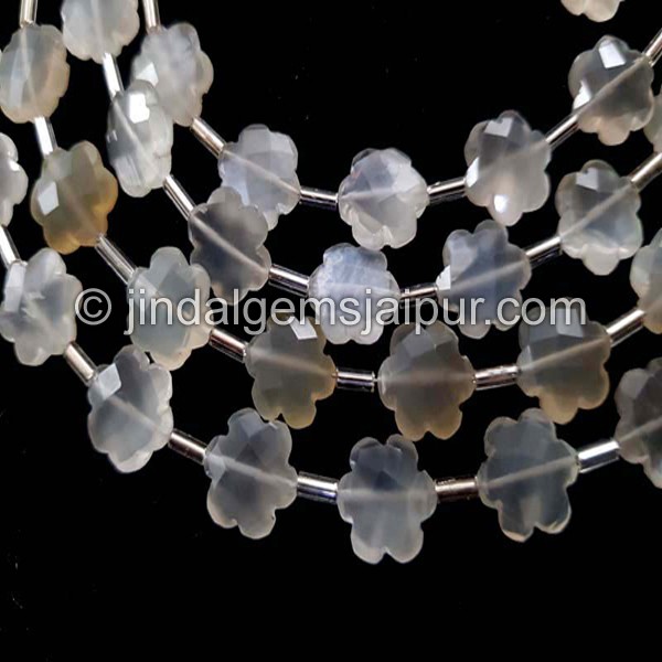 White Moonstone Faceted Flower Shape Beads