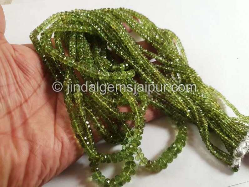 Deep Green Tourmaline Faceted Roundelle Beads