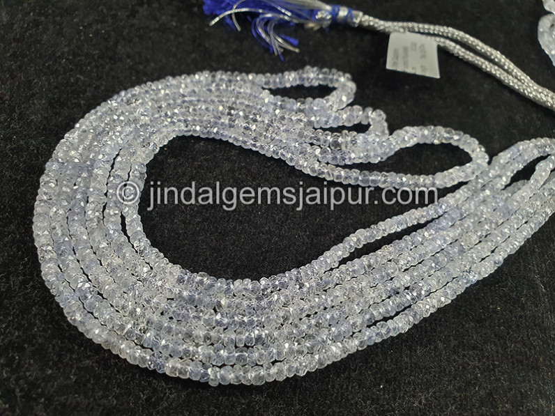 White Sapphire Faceted Roundelle Shape Beads