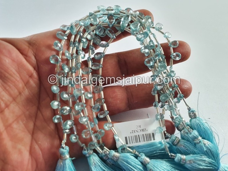 Blue Zircon Faceted Pear Shape Beads