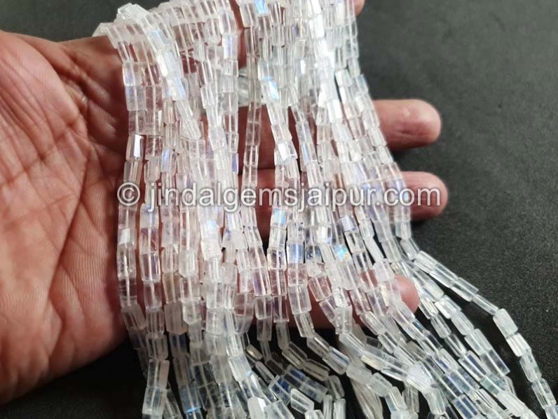 Rainbow Moonstone Faceted Baguette Beads