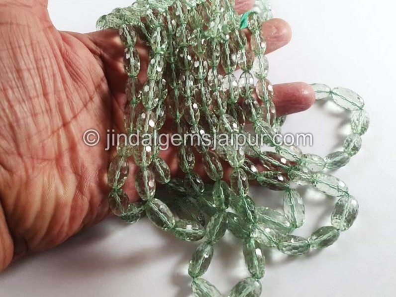 Green Amethyst Concave Cut Barrel Beads