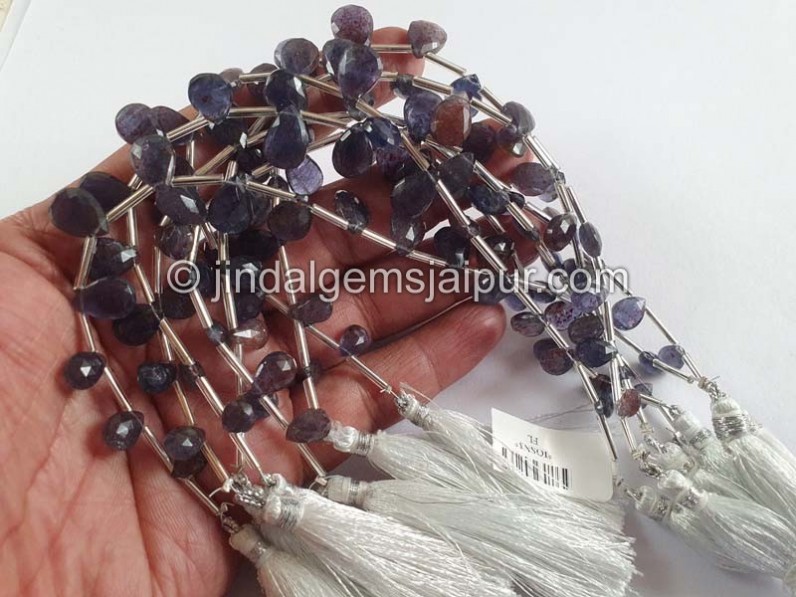 Iolite Sunstone Faceted Pear Beads