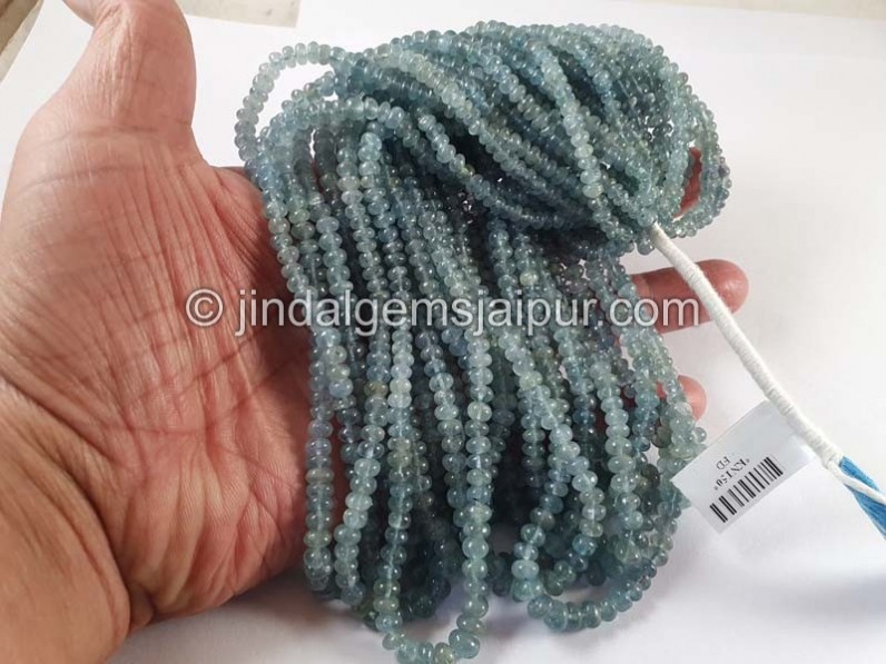 Aqua Kyanite Smooth Roundelle Beads