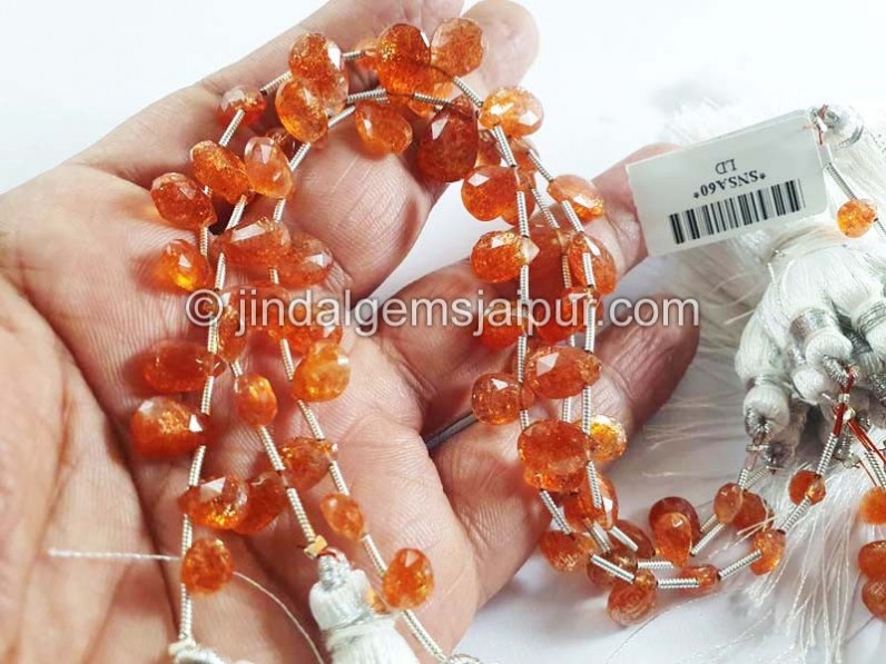 Sunstone Faceted Heart Shape Beads