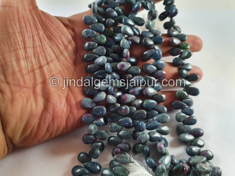 Ruby Fuchsite Smooth Pear Beads