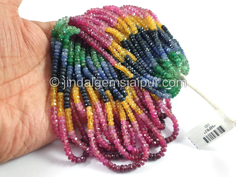 Multi Precious Stone Faceted Roundelle Beads