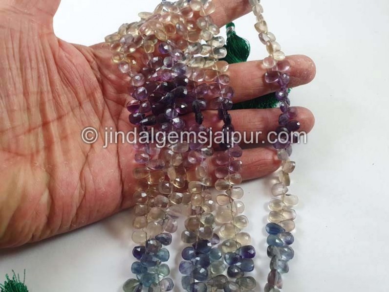 Multi Fluorite Faceted Pear Beads