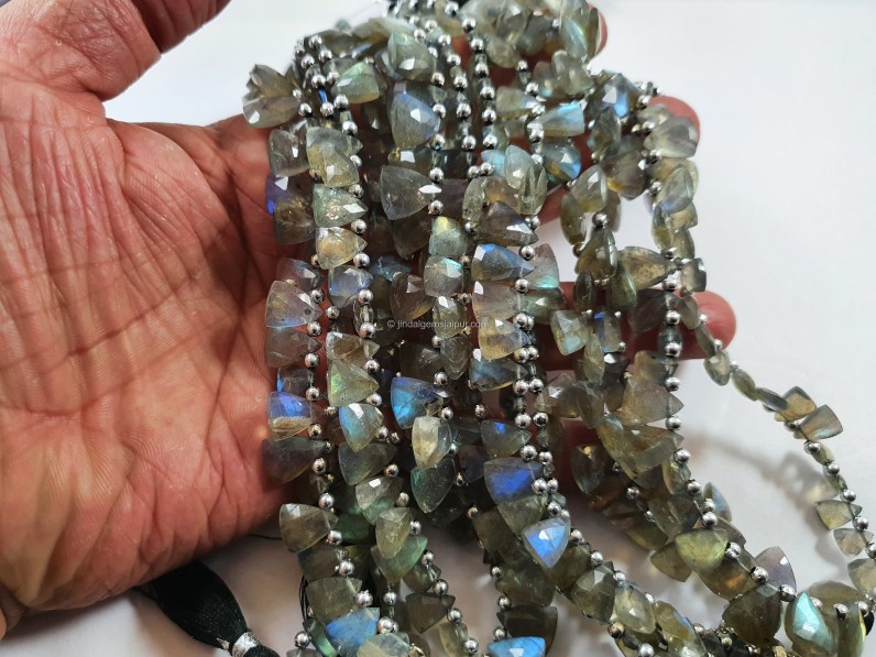 Labradorite Faceted Pyramid Beads