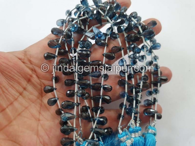 London Blue Topaz Far Faceted Long Drop Beads