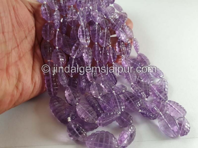 Pink Amethyst Carved oval Beads