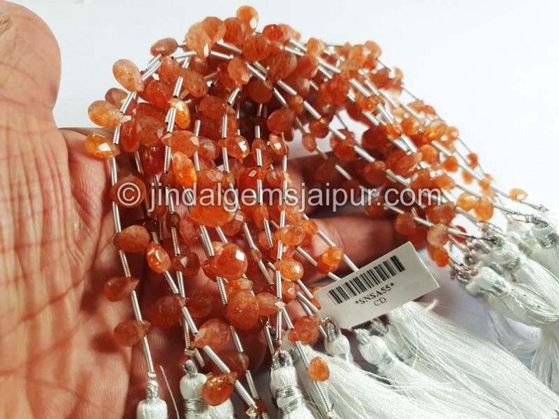 Sunstone Faceted Pear Shape Beads