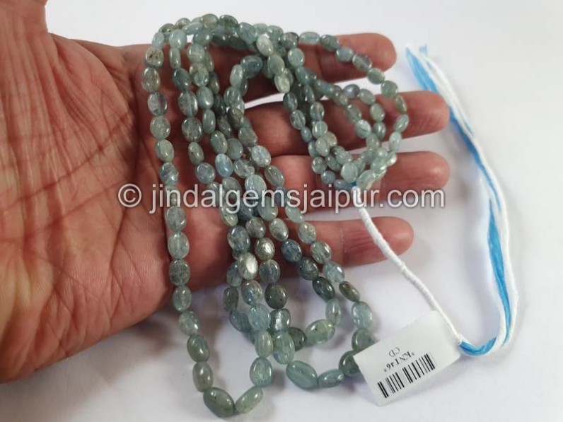 Aqua Kyanite Smooth Oval Beads