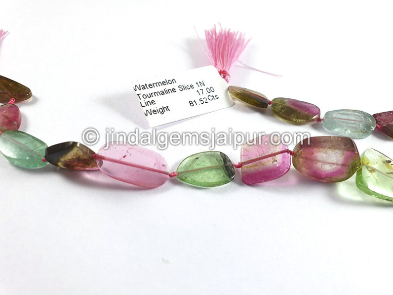 Watermelon Tourmaline Smooth Slices Beads