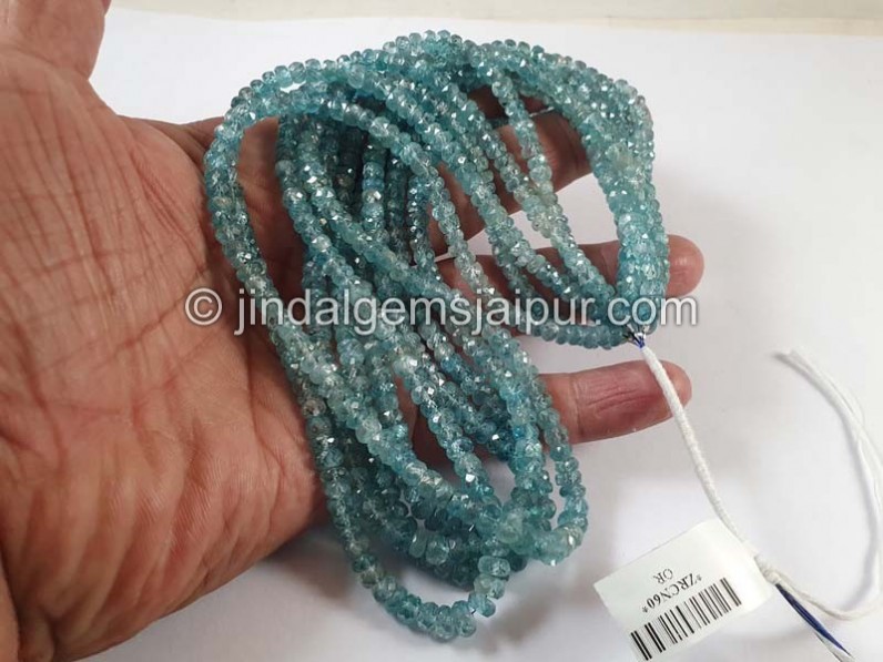 Blue Zircon Big Faceted Roundelle Shape Beads