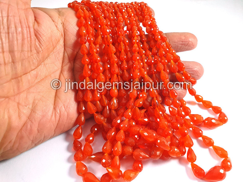 Carnelian Faceted Drops Dark Beads