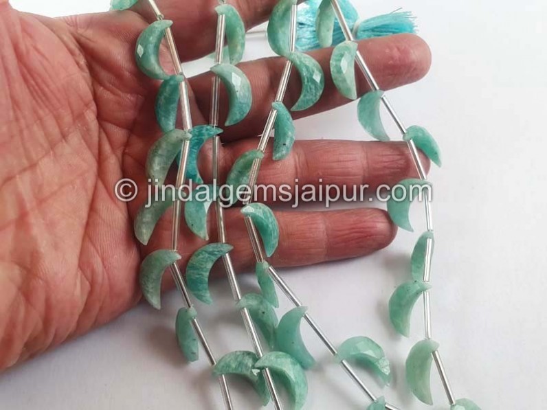 Amazonite Faceted Moon Shape Beads