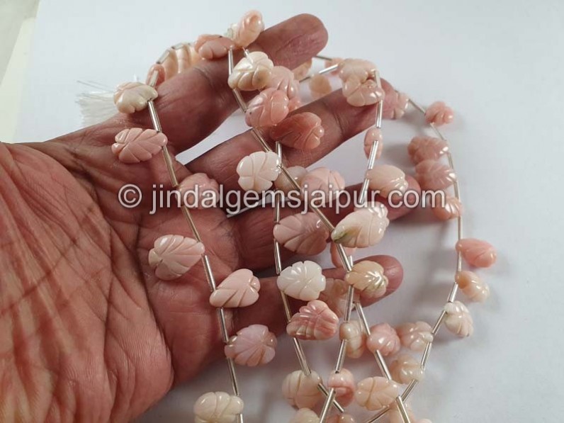 Pink Opal Carved Pear Beads