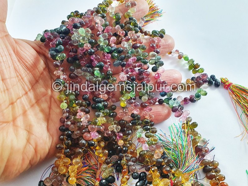Tourmaline Faceted Drops Shape Big Beads