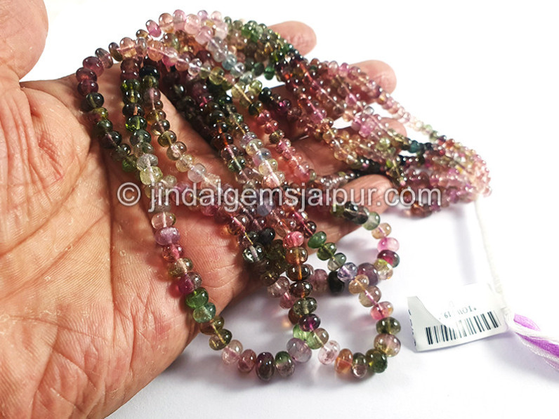 Bi Color Tourmaline Smooth Roundelle Shape Beads
