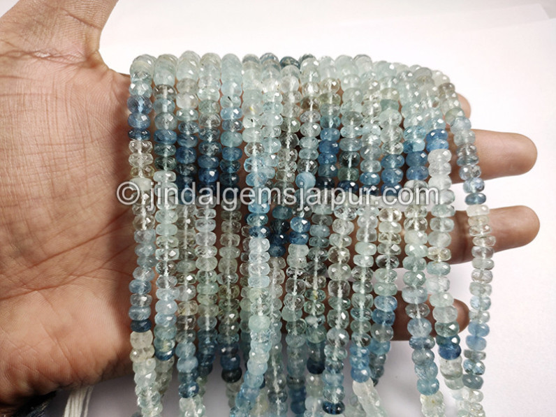 Santa Maria Aquamarine Shaded Faceted Roundelle Shape Big Beads