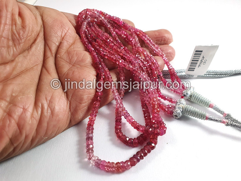 Pink Spinal Shaded Faceted Roundelle Shape Beads