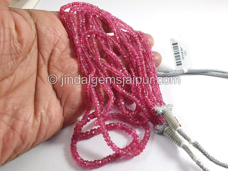 Pink Spinal Shaded Faceted Roundelle Shape Beads